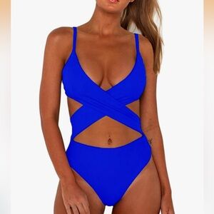 Women's Blue Crisscross Swimsuit